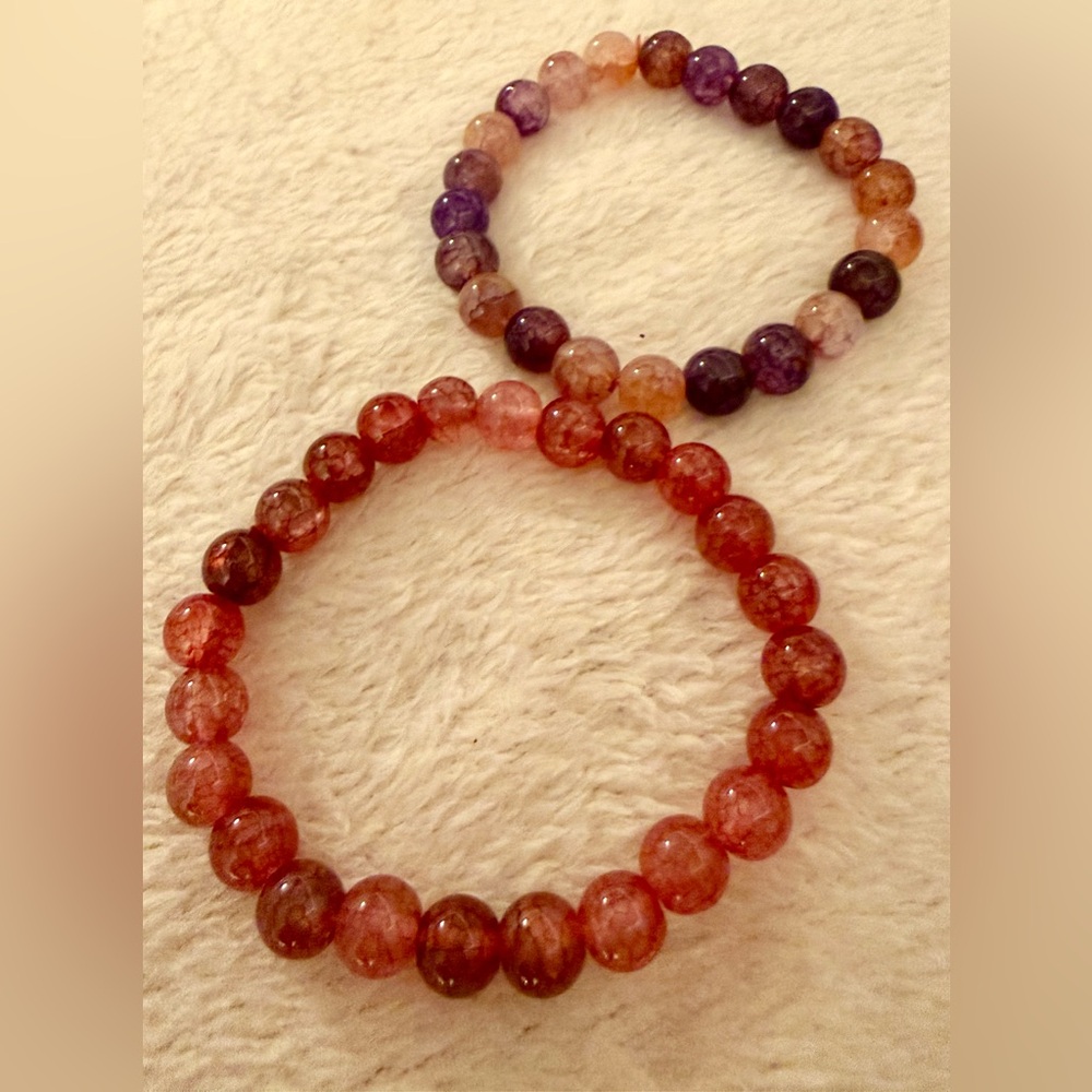 Vibrant Beaded Bracelet Set - Pink and Purple - Picture 6 of 6
